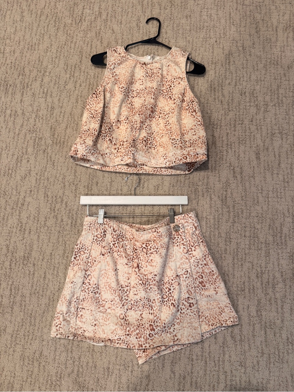 Girls' Pink Animal-Print Top & Skort Set
